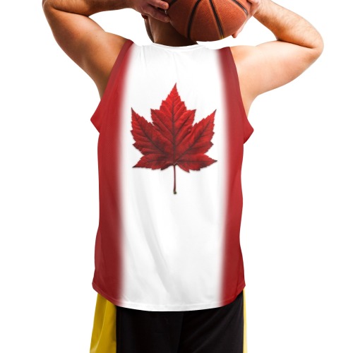 Canada Flag Team Shirts Men's V-Neck Basketball Jersey (B02)