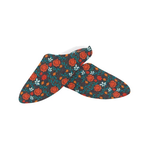 Pretty floral pattern Women's Non-Slip Cotton Slippers (Model 0602)
