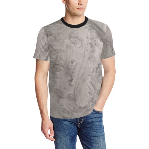 messy Men's All Over Print T-Shirt (Solid Color Neck) (Model T63)