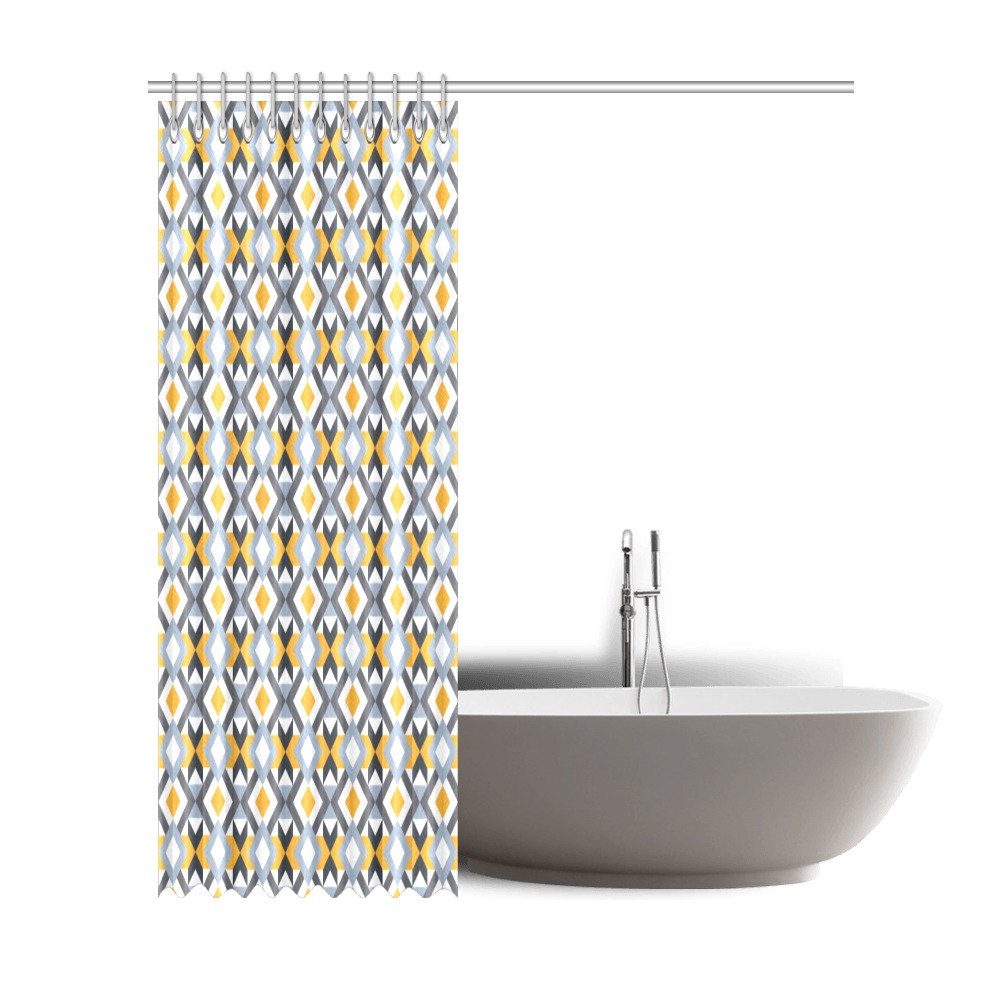 Retro Angles Abstract Geometric Pattern Shower Curtain 72"x84"