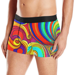 Colorful Groovy Rainbow Swirls Men's Boxer Briefs with Merged Design (Model  L10)