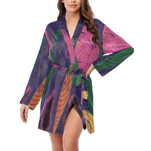 COLORFUL RYTHM ROBE Women's Long Sleeve Belted Night Robe