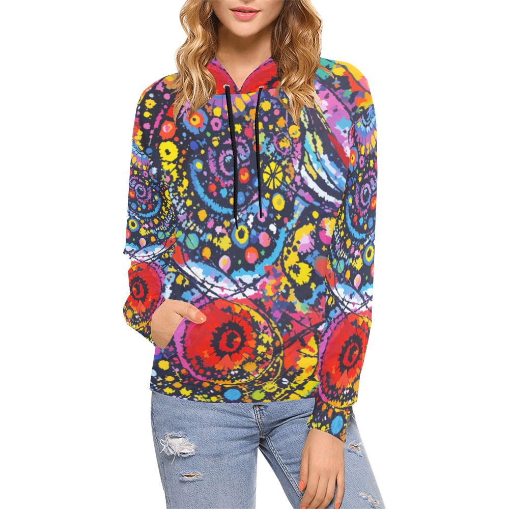 Colorful abstract art on the tie-dye theme. All Over Print Hoodie for Women (USA Size) (Model H13)