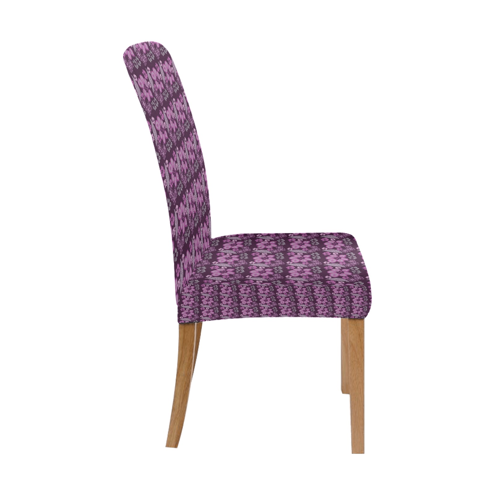 Unique Purple Floral Pattern Removable Dining Chair Cover
