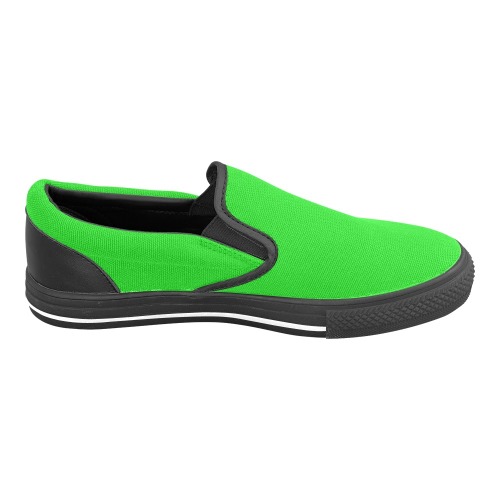 Merry Christmas Green Solid Color Women's Slip-on Canvas Shoes (Model 019)