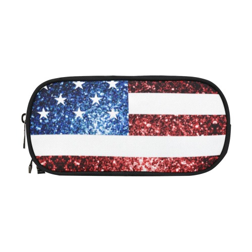 Sparkly USA flag America Red White Blue faux Sparkles patriotic bling 4th of July Pencil Pouch/Large (Model 1680)