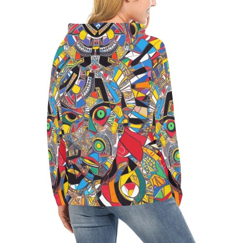 Modernist abstract art of an African mask. All Over Print Hoodie for Women (USA Size) (Model H13)