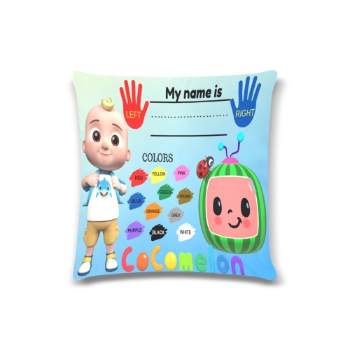 Cocomelon learning pillowcase Custom Zippered Pillow Case 16"x16"(Twin Sides)