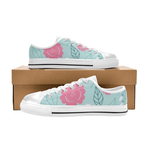 Sweet Floral Shoes Low Top Canvas Shoes for Kid (Model 018)