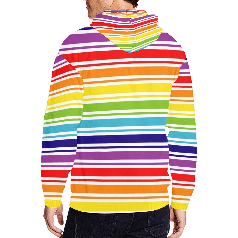 Rainbow Stripes All Over Print Full Zip Hoodie for Men (Model H14)