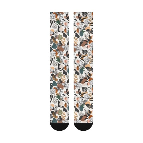 Abstract birds in the jungle 23F Over-The-Calf Socks