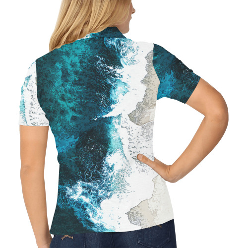 Ocean And Beach Women's All Over Print Polo Shirt (Model T55)