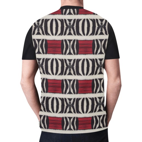 repeating pattern black and white zebra print with red New All Over Print T-shirt for Men (Model T45)