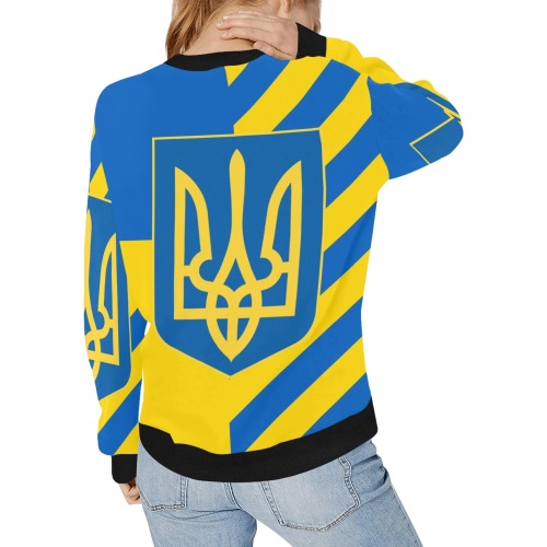 UKRAINE Women's Rib Cuff Crew Neck Sweatshirt (Model H34)