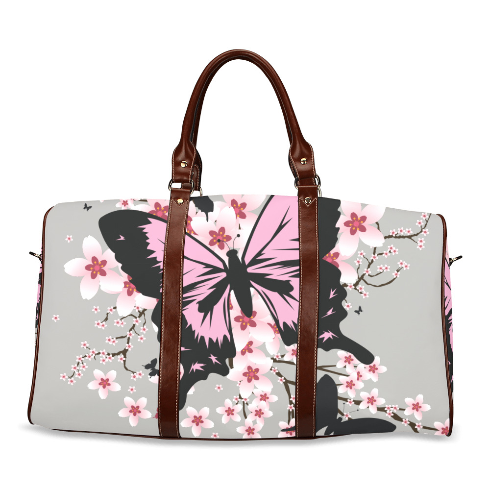 Cherry Blossom Butterflies Waterproof Travel Bag/Large (Model 1639)