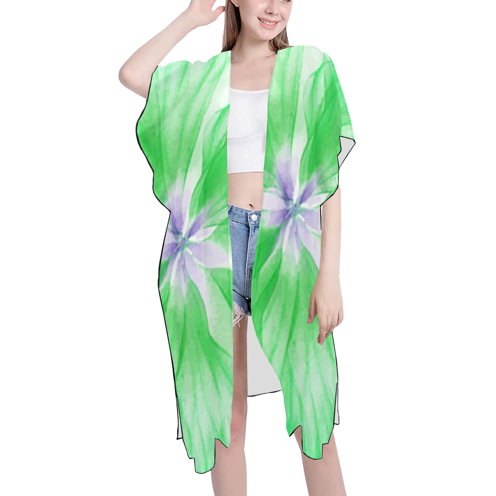 Cover Up for Her Mid-Length Side Slits Chiffon Cover Ups (Model H50)