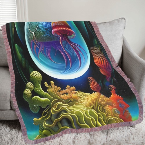 Out Of This World Spheres jellyfish Ultra-Soft Fringe Blanket 60"x80" (Mixed Pink)