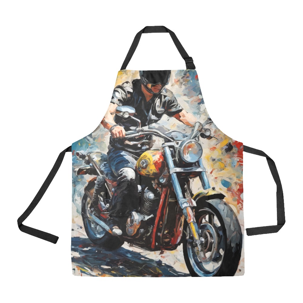 Man biker on a motorcycle. Colorful modern art All Over Print Apron