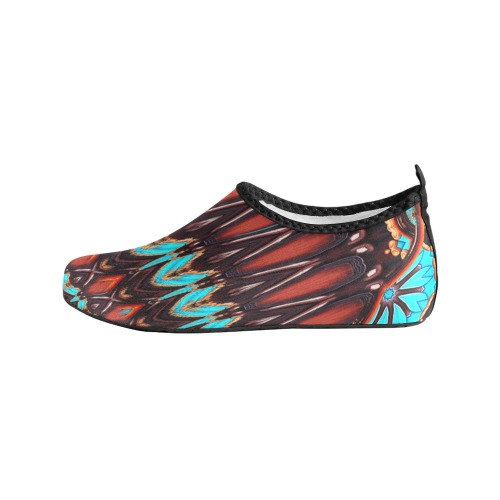 K172 Wood and Turquoise Abstract Men's Slip-On Water Shoes (Model 056)