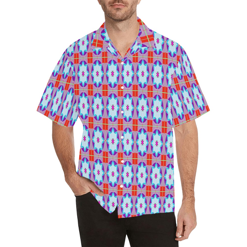 Tile flower Hawaiian Shirt with Merged Design (Model T58)