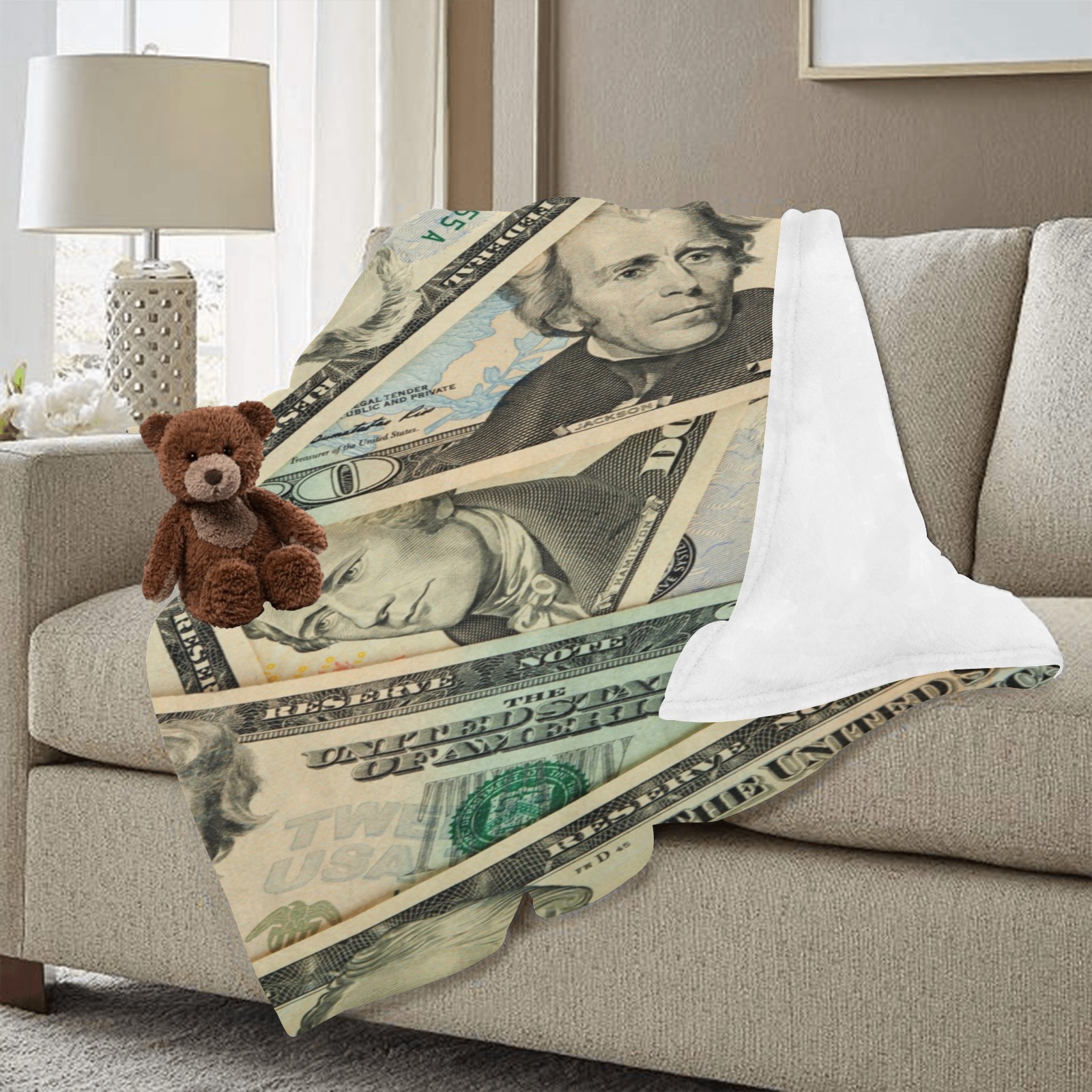 US PAPER CURRENCY Ultra-Soft Micro Fleece Blanket 40"x50" (Thick)