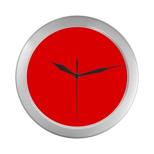 Merry Christmas Red Solid Color Silver Color Wall Clock