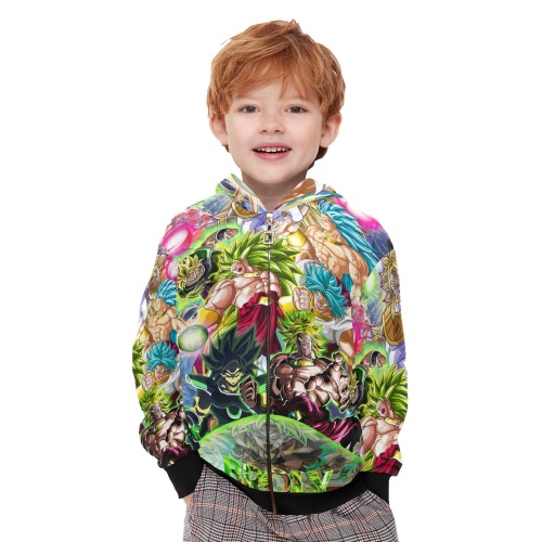 broly full power Little Boys' Zip Up Hoodie (Model H58)