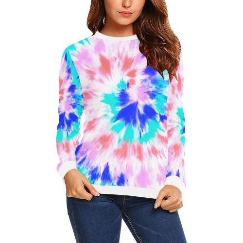 Tie dye lilac spirals Y6 All Over Print Crewneck Sweatshirt for Women (Model H18)