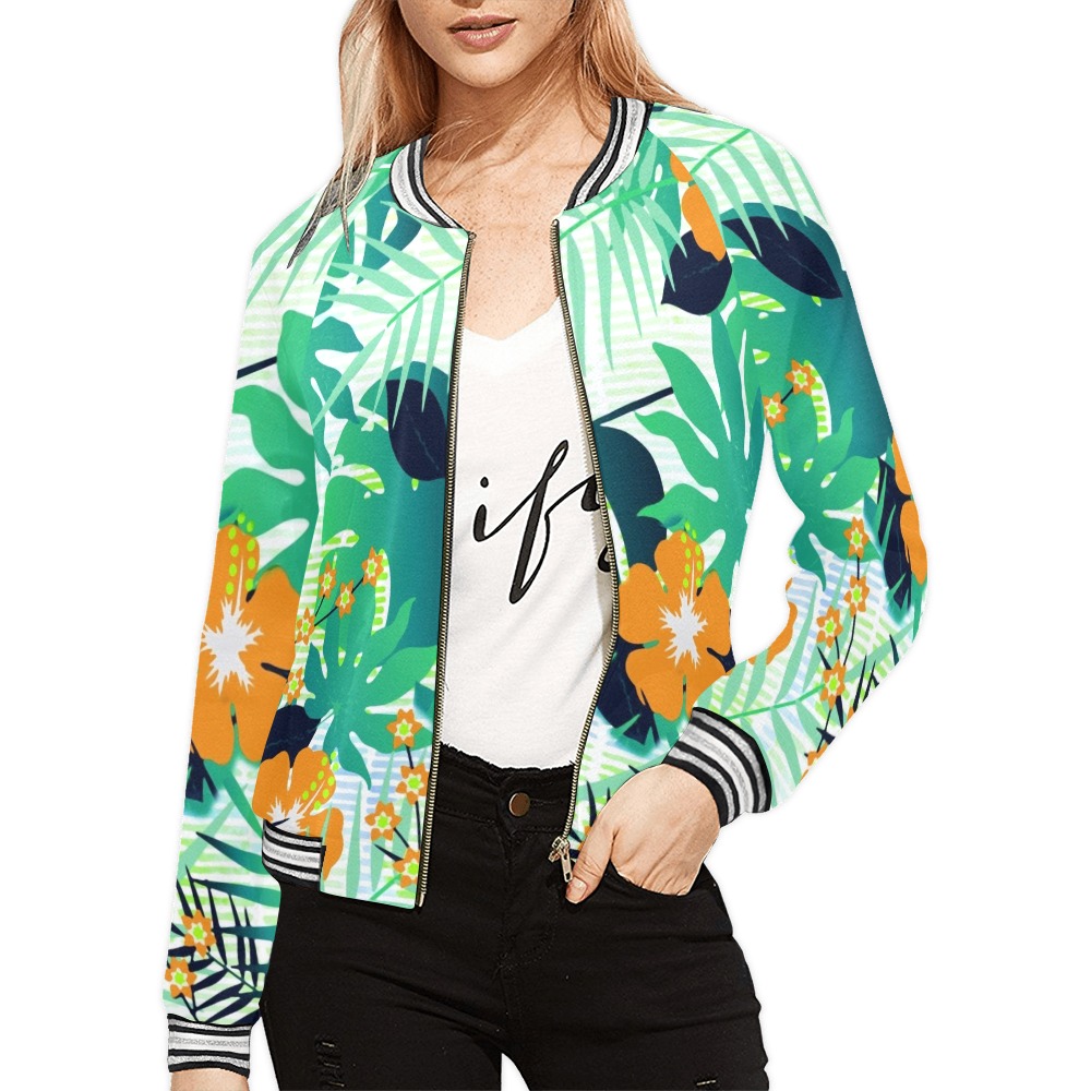 GROOVY FUNK THING FLORAL All Over Print Bomber Jacket for Women (Model ...