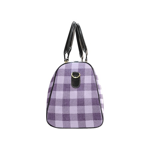 Pastel Purple Plaid New Waterproof Travel Bag/Large (Model 1639)