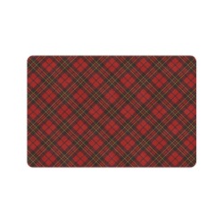 Red tartan plaid winter Christmas pattern holidays Doormat 24"x16"