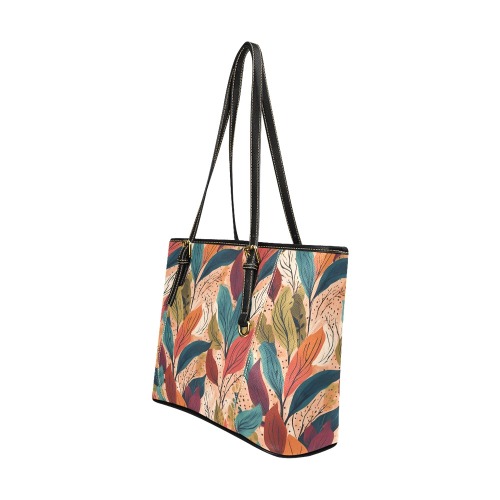 Autumn Leaves Leather Tote Bag/Large (Model 1640)