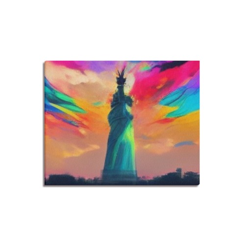 psychedelic statue of liberty 3 Frame Canvas Print 20"x16"