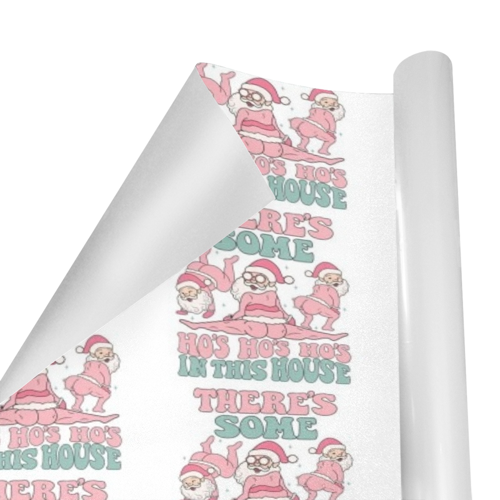 HoHoHos in the House Pink Wrapping Paper Gift Wrapping Paper 58"x 23" (2 Rolls)