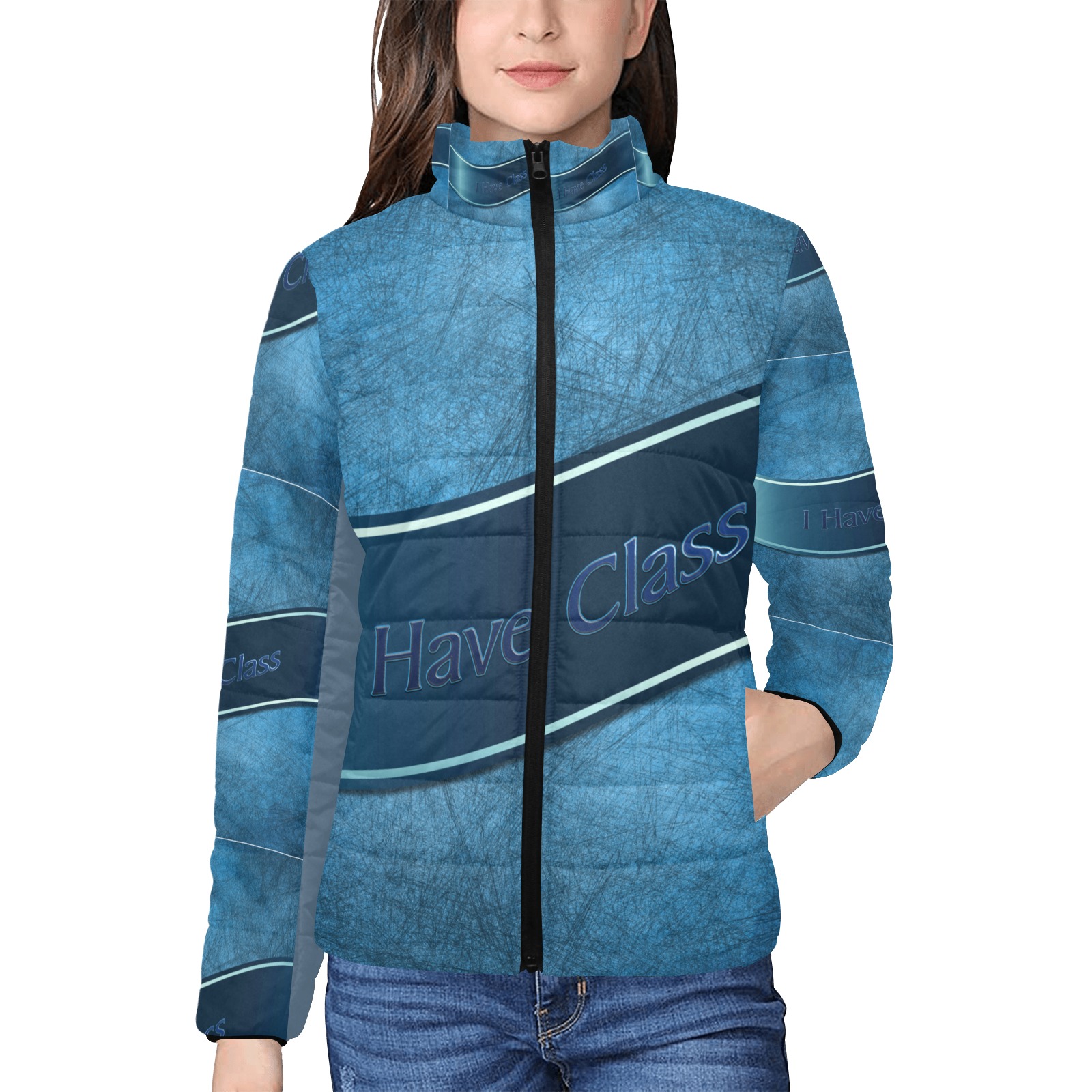 I Have Class Women's Stand Collar Padded Jacket (Model H41)