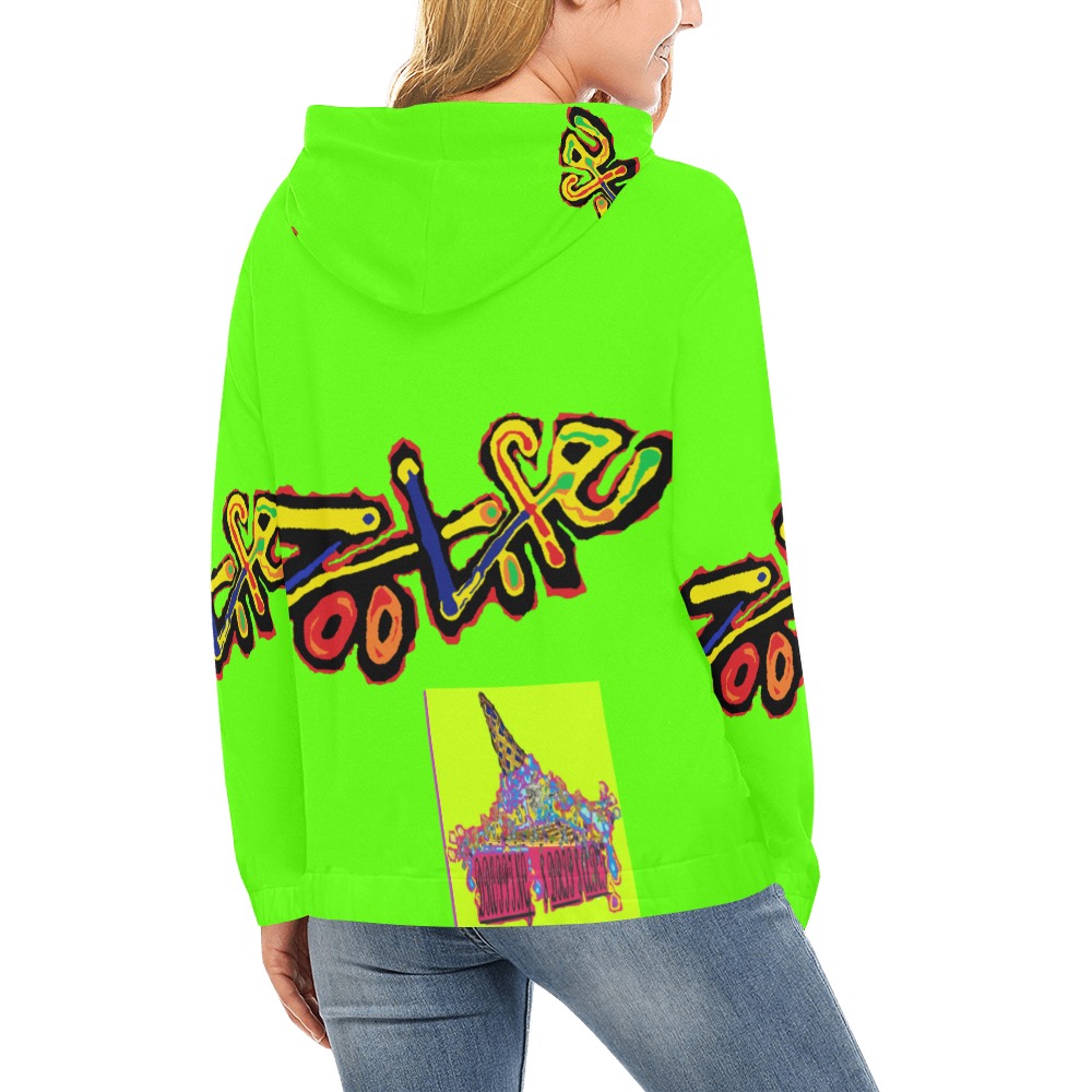 ZL.LOGO.lime All Over Print Hoodie for Women (USA Size) (Model H13)