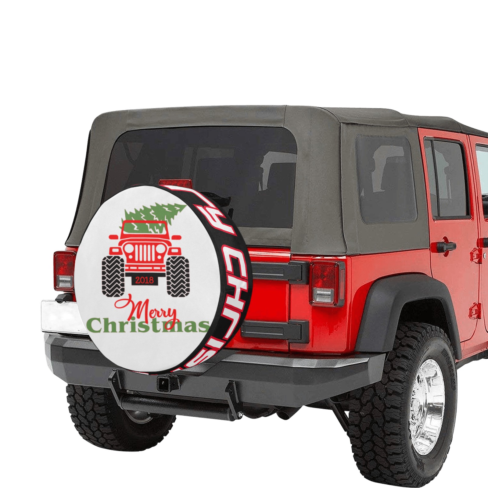 MerryChristmasJeep'32in tire cover 32 Inch Spare Tire Cover