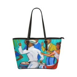 Dance Party Leather Tote Bag/Large (Model 1651)