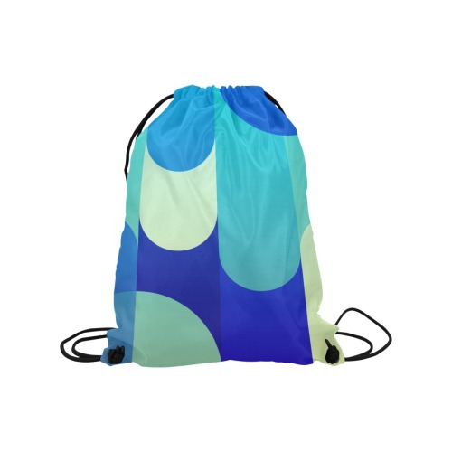 Green and Blue Shapes Medium Drawstring Bag Model 1604 (Twin Sides) 13.8"(W) * 18.1"(H)
