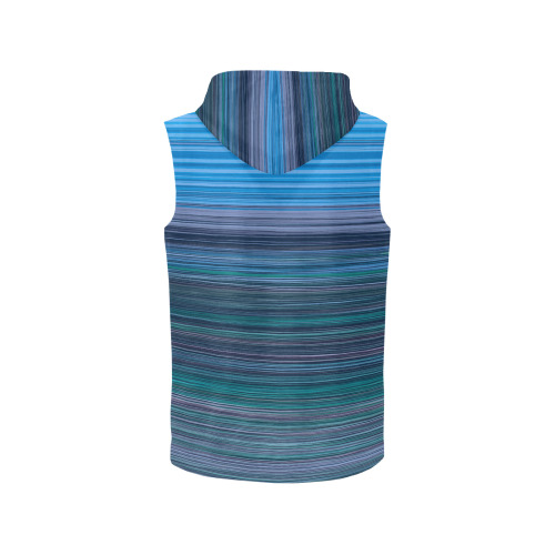 Abstract Blue Horizontal Stripes All Over Print Sleeveless Zip Up Hoodie for Women (Model H16)