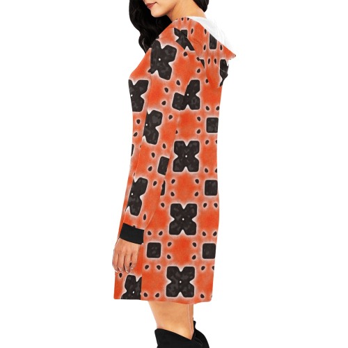 Arabesque All Over Print Hoodie Mini Dress (Model H27)