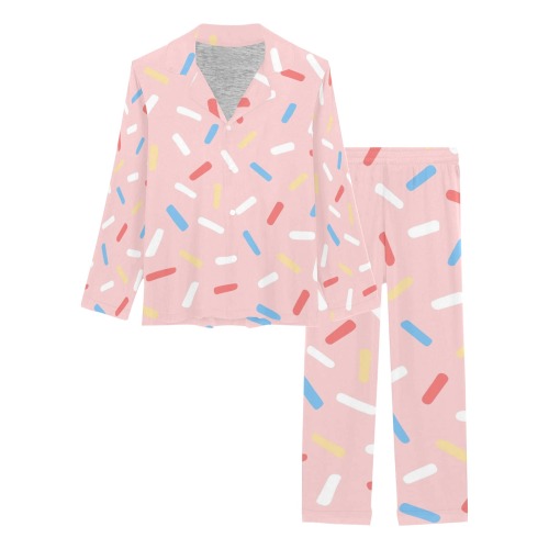 Colorful Pink Confetti Women's Long Pajama Set