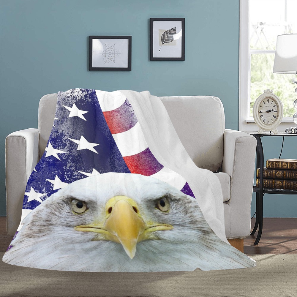 American Flag and Bald Eagle_02 Ultra-Soft Micro Fleece Blanket 60"x80"
