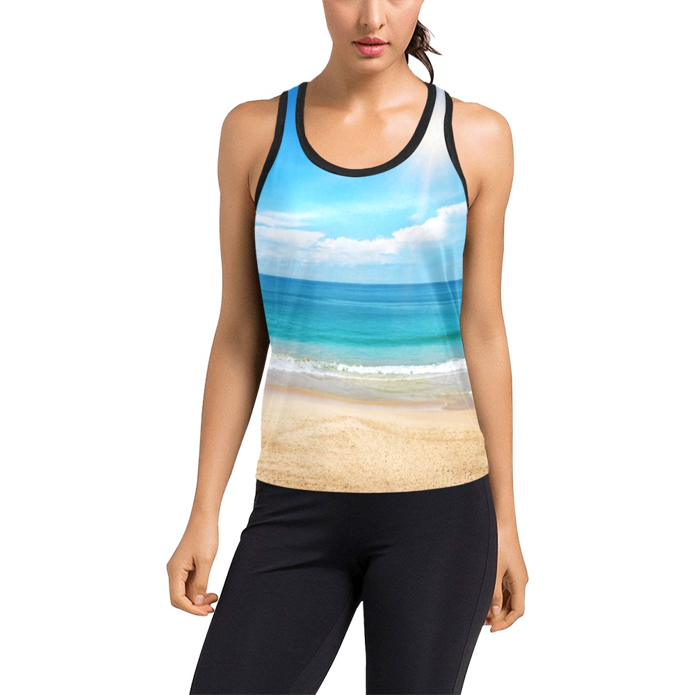 beautiful seascape Women's Racerback Tank Top (Model T60)