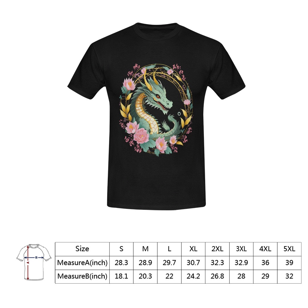 dragon on a black background 4 Men's T-Shirt in USA Size (Front Printing Only)