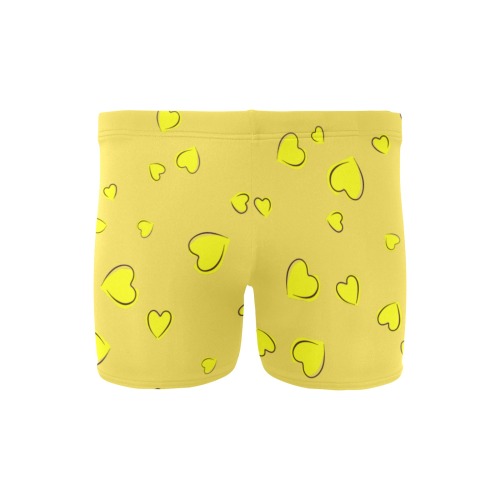 Yellow Hearts on Yellow Men's Swimming Trunks (Model L60)