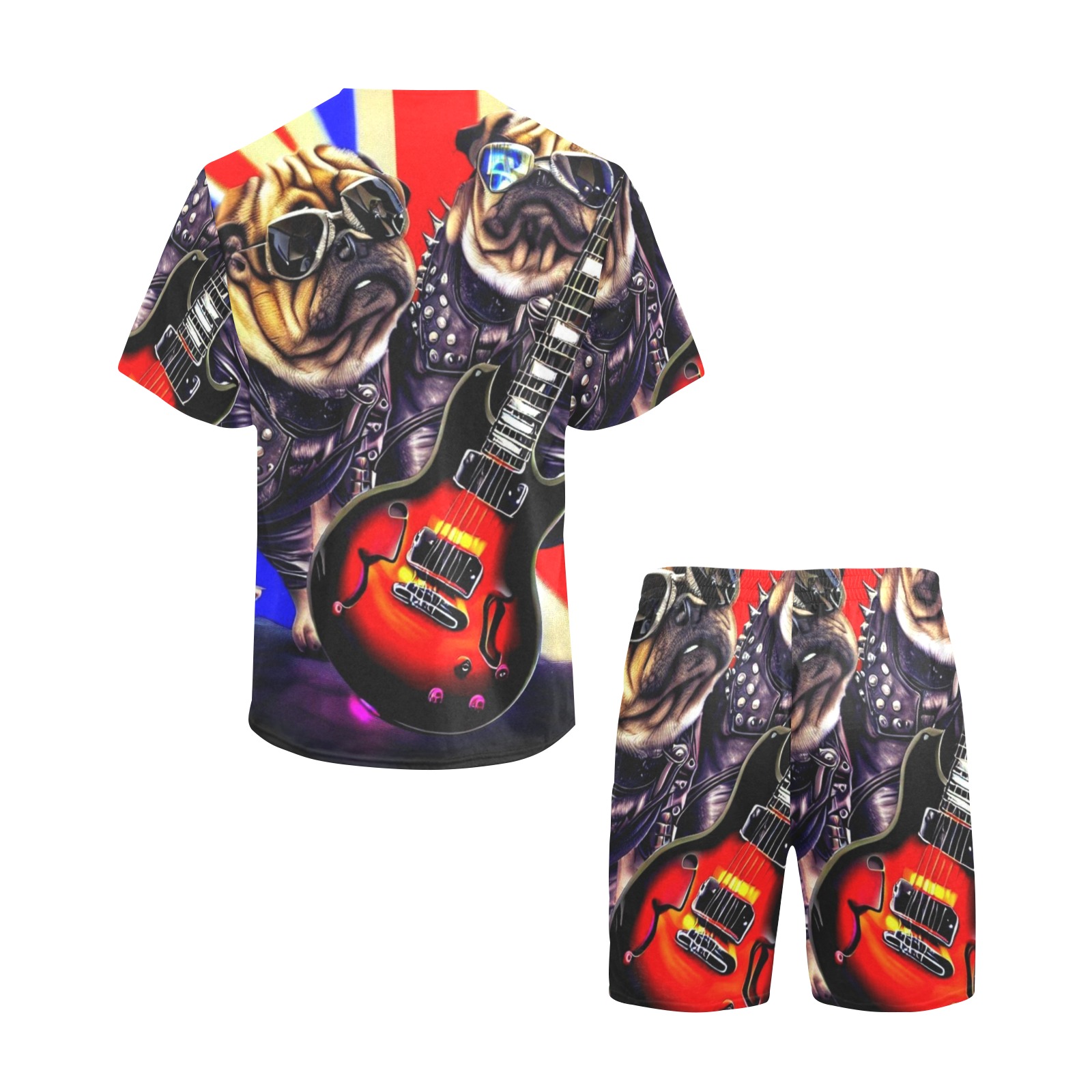 HEAVY ROCK PUG 3 Men's Short Pajama Set