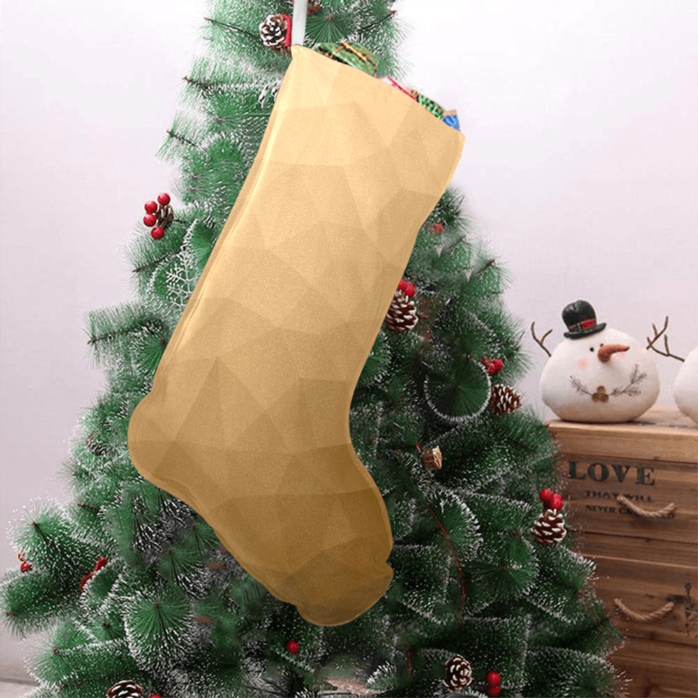 Brown gradient geometric mesh pattern Christmas Stocking (Without Folded Top)