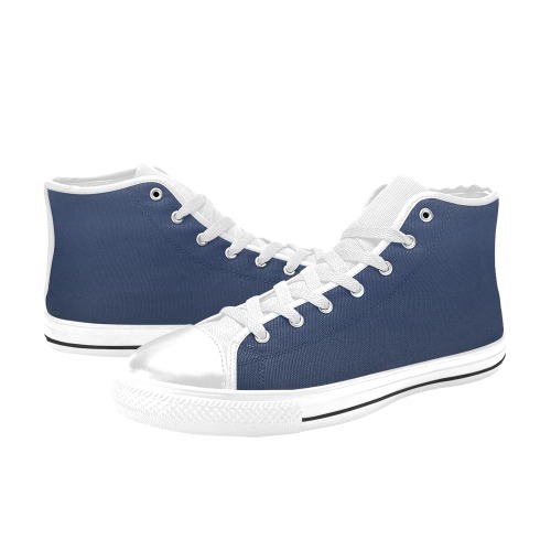 dk blu sp wht Men’s Classic High Top Canvas Shoes (Model 017)