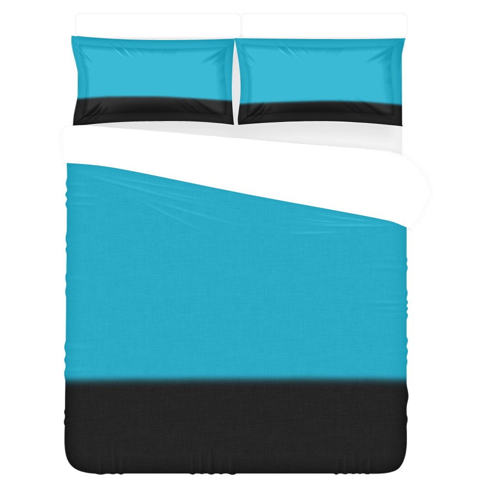 White, Blue and Black Ombre 3-Piece Bedding Set
